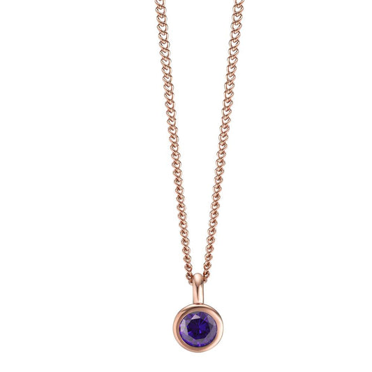 Chaînette avec pendentif Acier inoxydable Zircone violet PVD 42 cm Ø7 mm