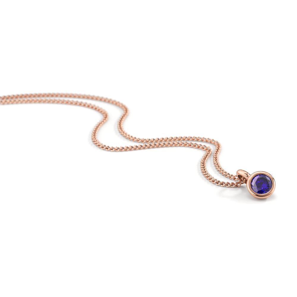 Chaînette avec pendentif Acier inoxydable Zircone violet PVD 42 cm Ø7 mm