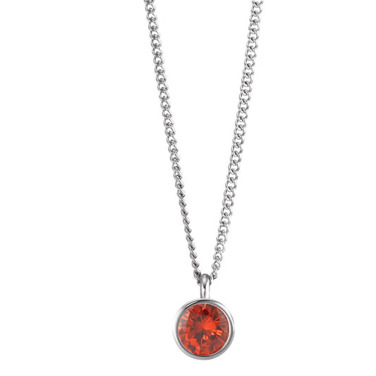 Chaînette avec pendentif Acier inoxydable Zircone orange 42 cm Ø9.5 mm