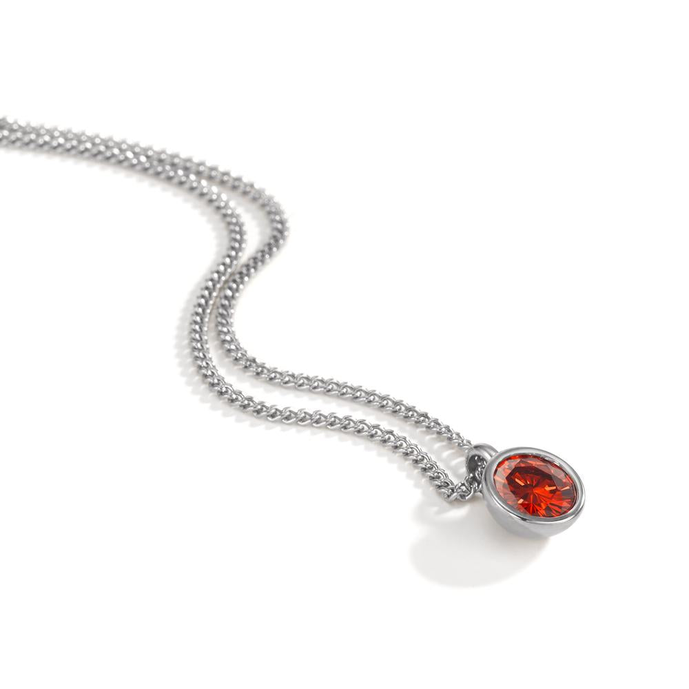 Chaînette avec pendentif Acier inoxydable Zircone orange 42 cm Ø9.5 mm