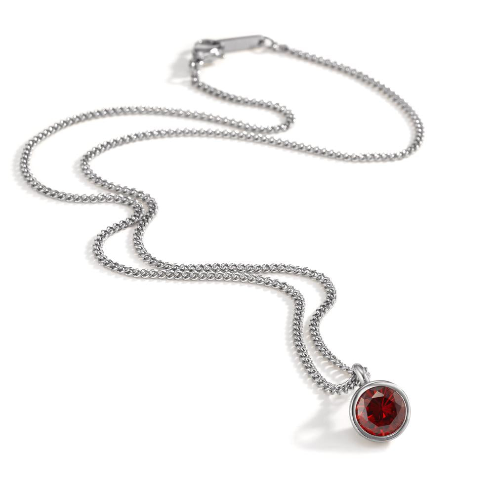 Chaînette avec pendentif Acier inoxydable Zircone rouge 42 cm Ø9.5 mm