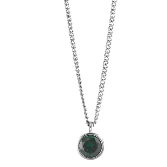 Chaînette avec pendentif Acier inoxydable Zircone vert 42 cm Ø9.5 mm