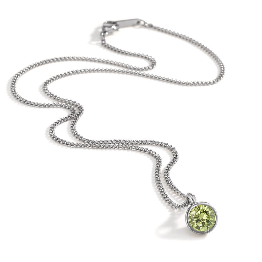 Chaînette avec pendentif Acier inoxydable Zircone vert 42 cm Ø9.5 mm