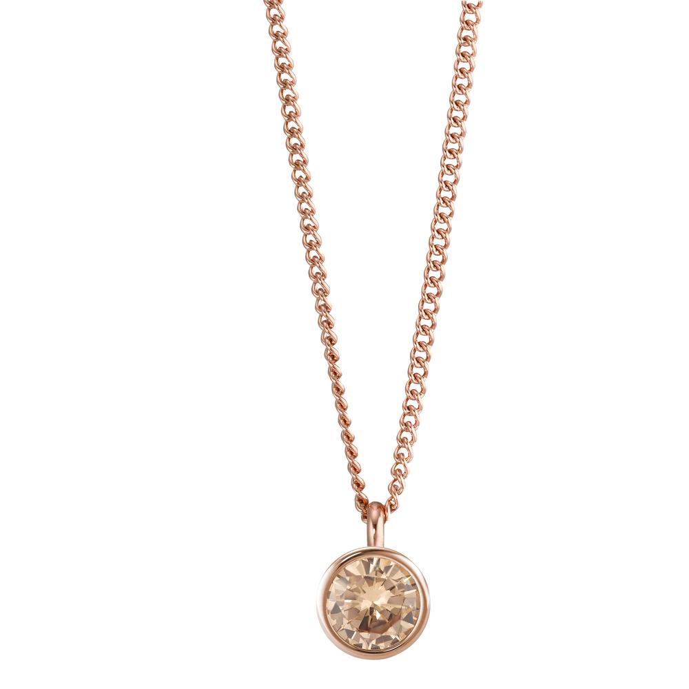 Chaînette avec pendentif Acier inoxydable Zircone rosé PVD 42 cm Ø9.5 mm