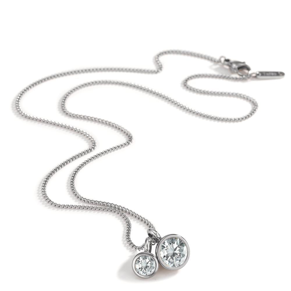 Chaînette avec pendentif Acier inoxydable Zircone blanc 45 cm Ø9.5 mm