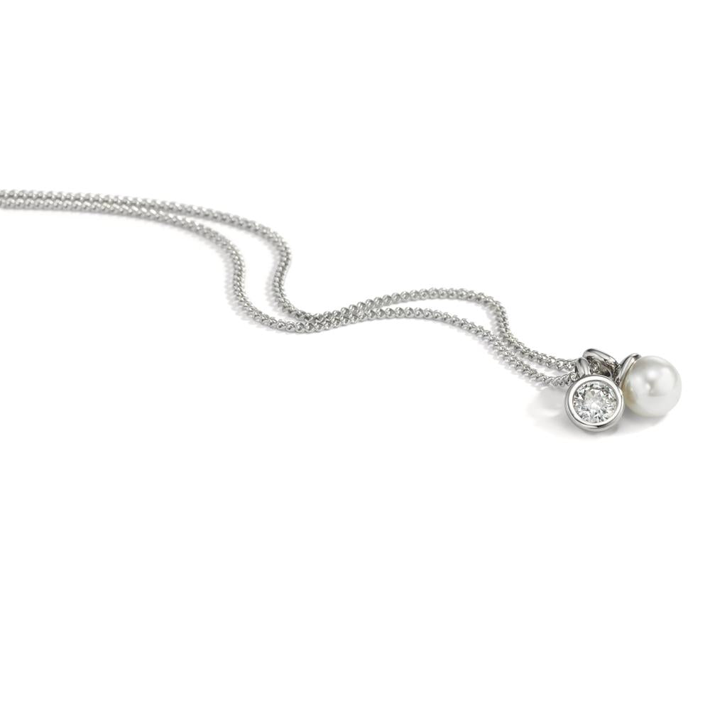 Chaînette avec pendentif Acier inoxydable Zircone blanc 45 cm Ø7 mm