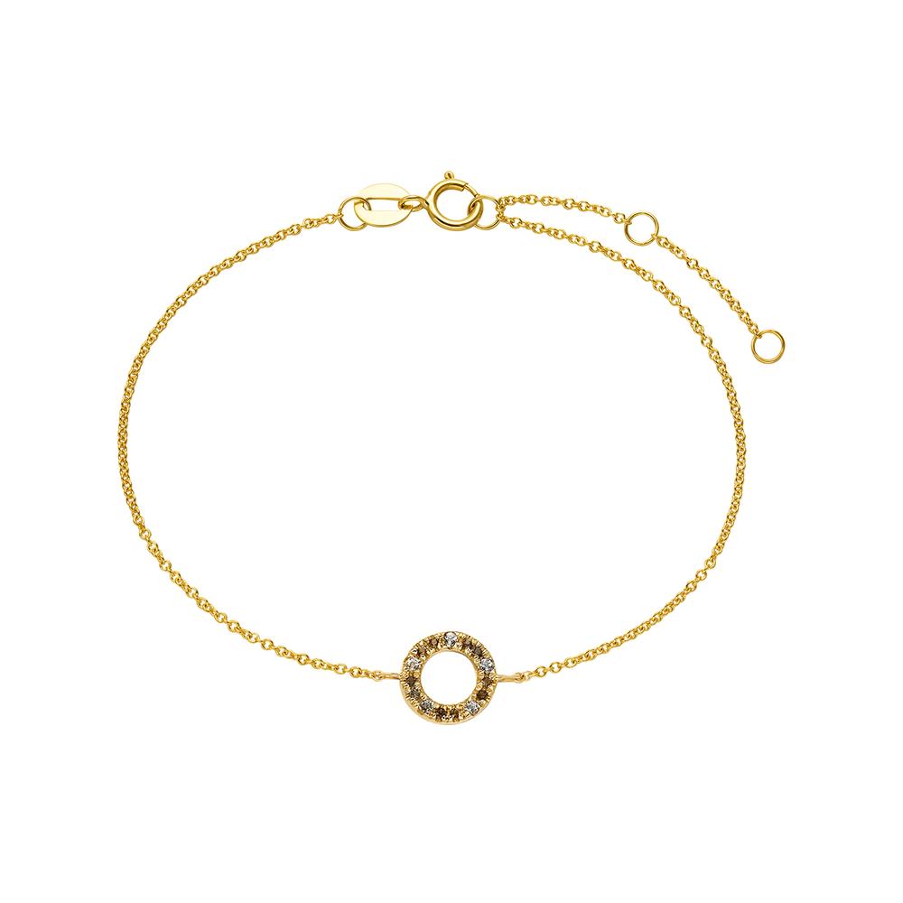 Bracelet Or jaune 9K Topaze blanc, Quartz fumé 15-18 cm