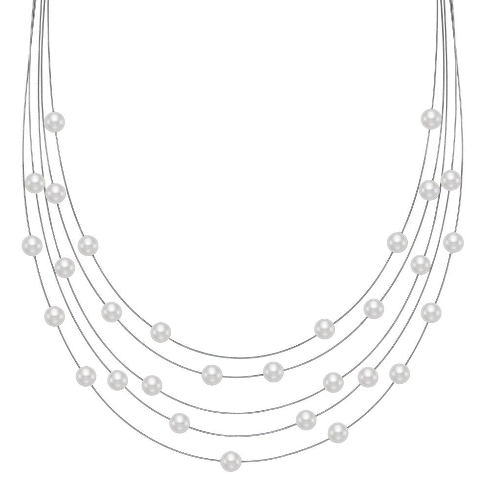 Collier Roestvrijstaal Mossel Parel 42 cm