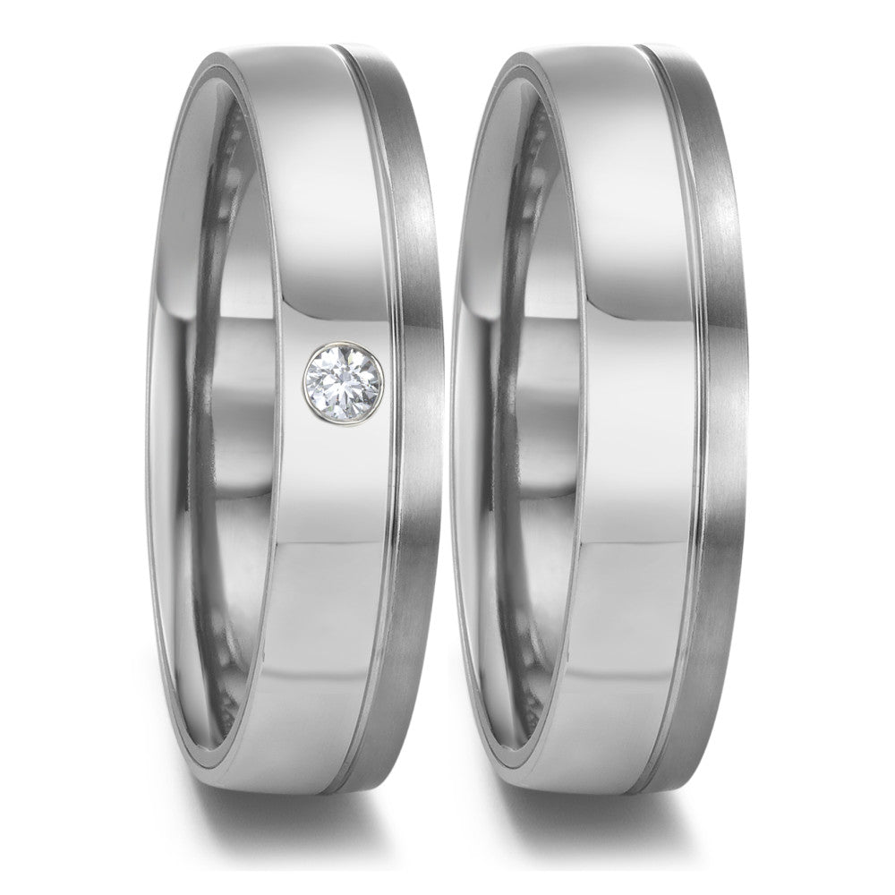 Partnerring 999 Tantal, 950 Platin Diamant 0.04 ct, w-si