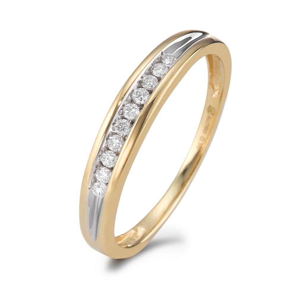 Bague Or jaune 18K Diamant 0.10 ct, 10 Pierres, w-si