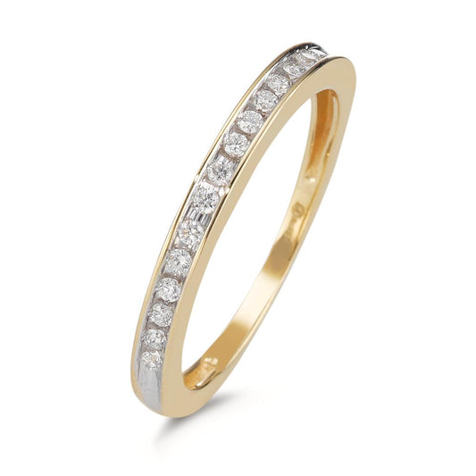 Bague Or jaune 18K Diamant 0.15 ct, 15 Pierres, w-si