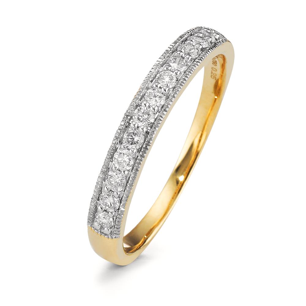 Bague Or jaune 18K Diamant 0.25 ct, 12 Pierres, w-si