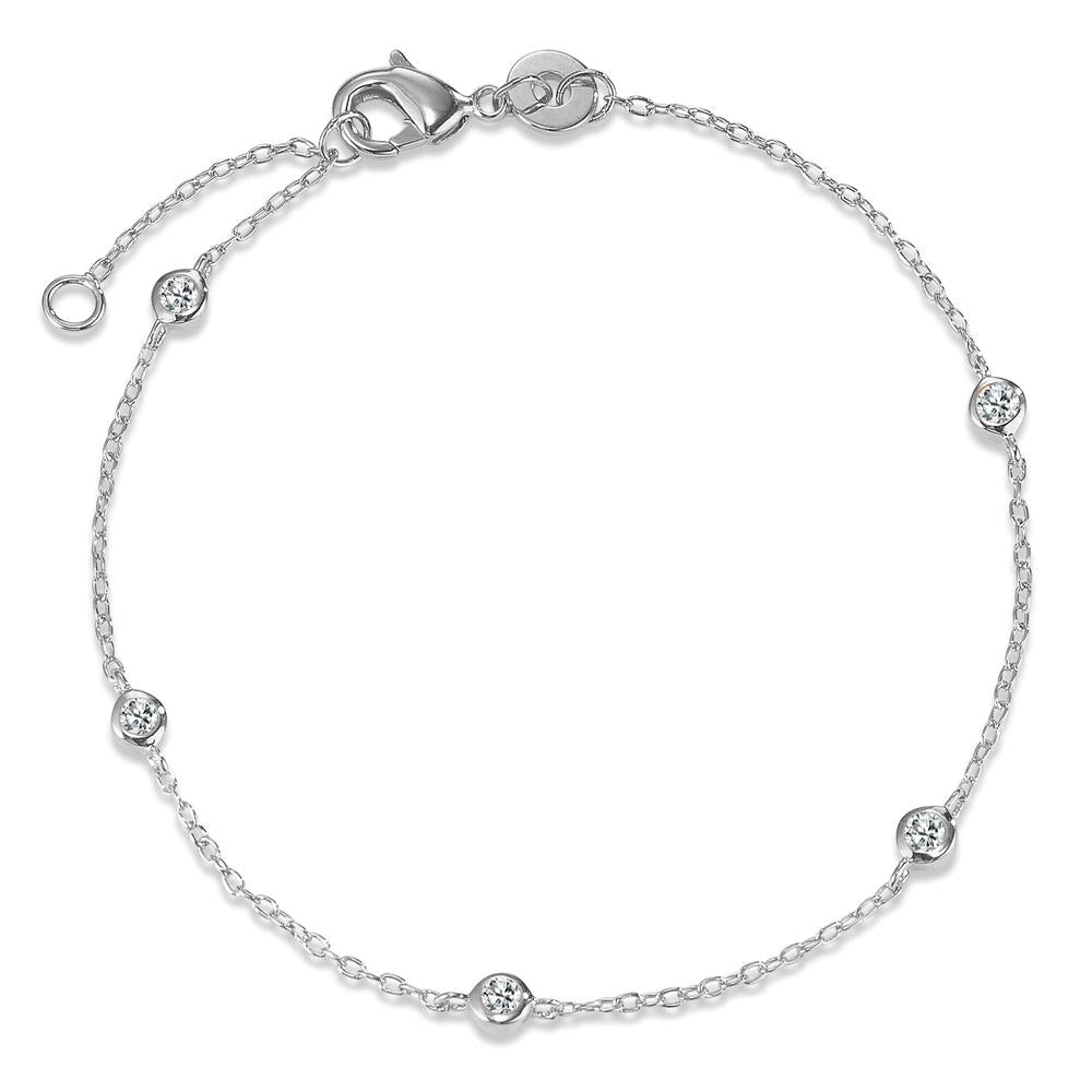 Armband Silber Zirkonia 5 Steine rhodiniert verstellbar