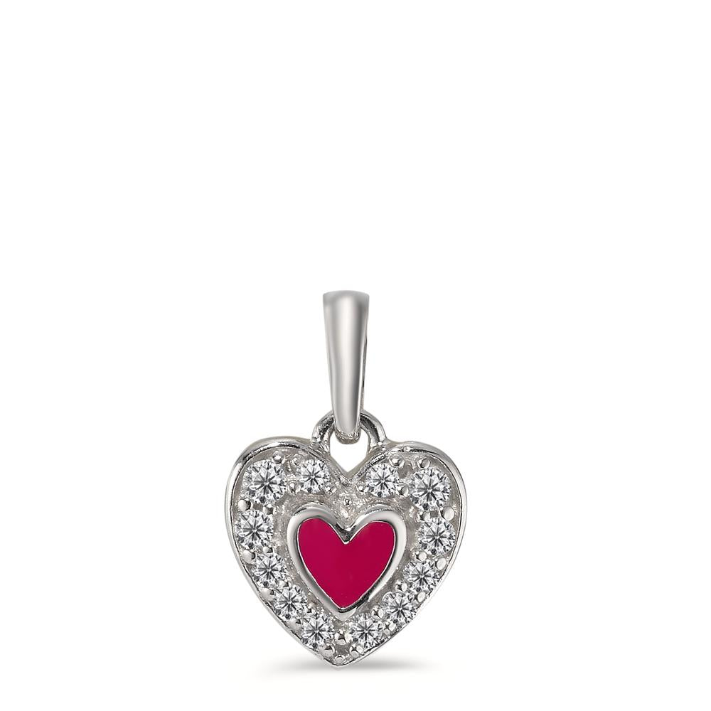 Pendentif Argent Zircone Émaillé Coeur Ø8.5 mm