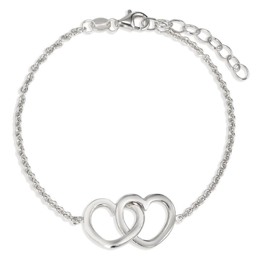 Bracelet Argent Rhodié Coeur 16-19 cm