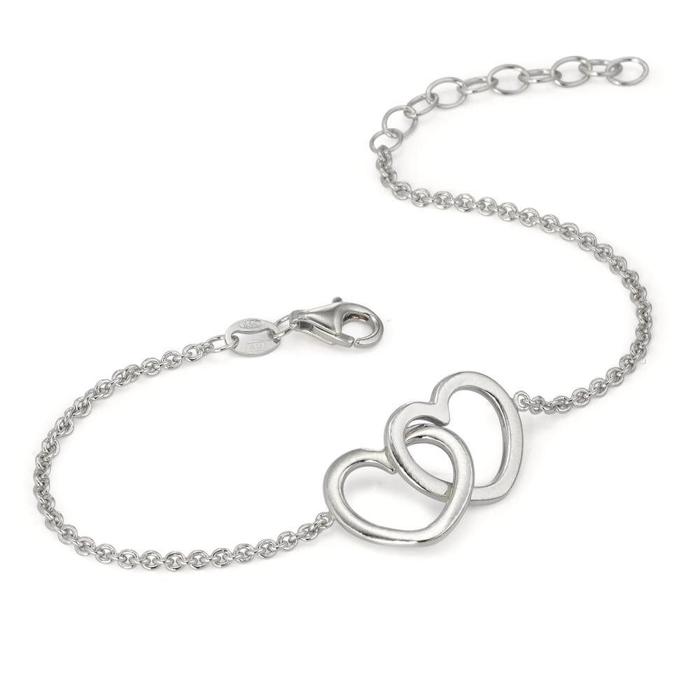 Bracelet Argent Rhodié Coeur 16-19 cm