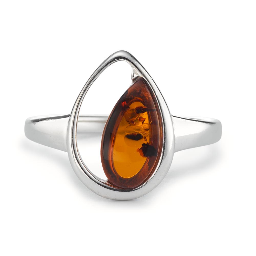 Bague Argent Ambre Rhodié