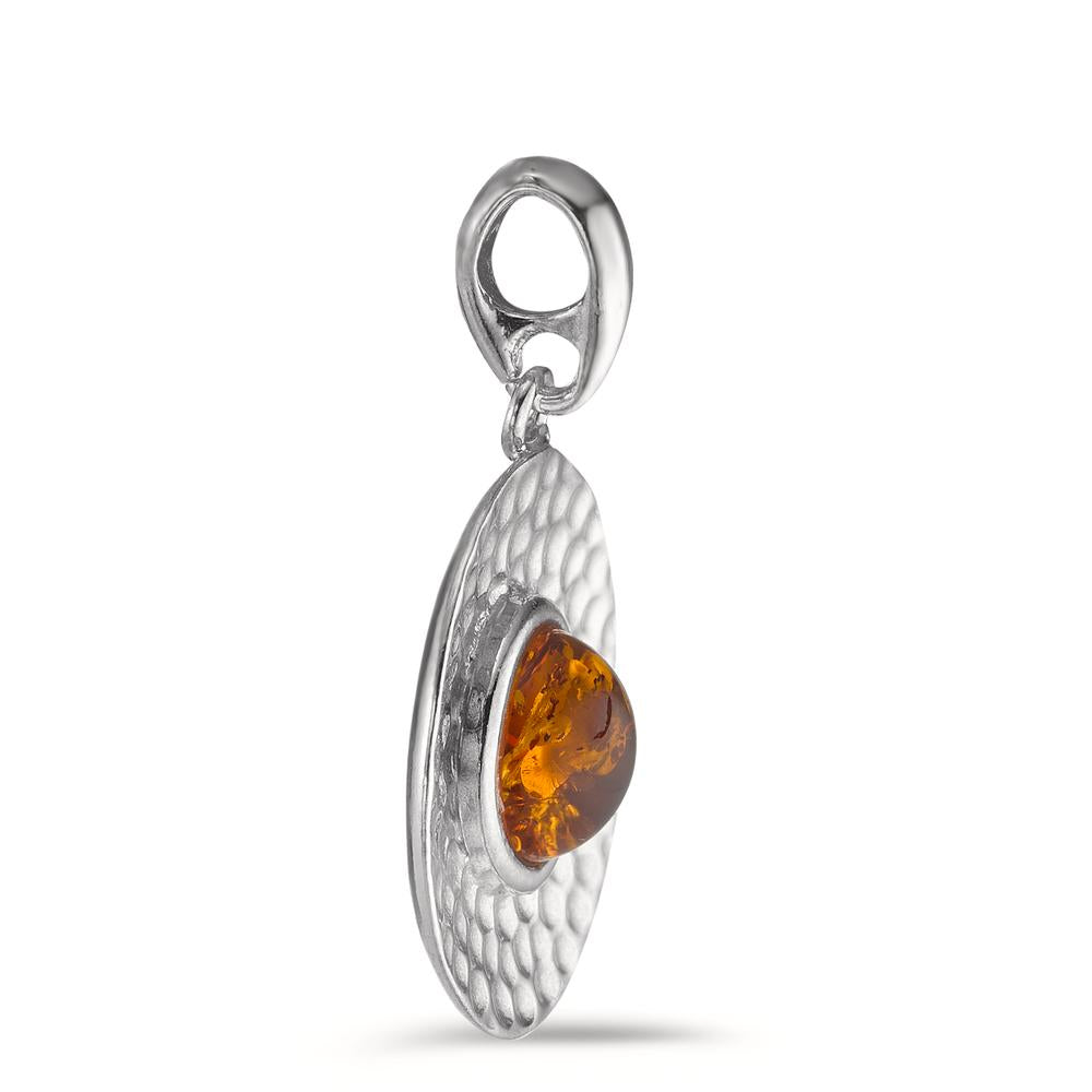 Pendentif Argent Ambre Rhodié Ø20 mm