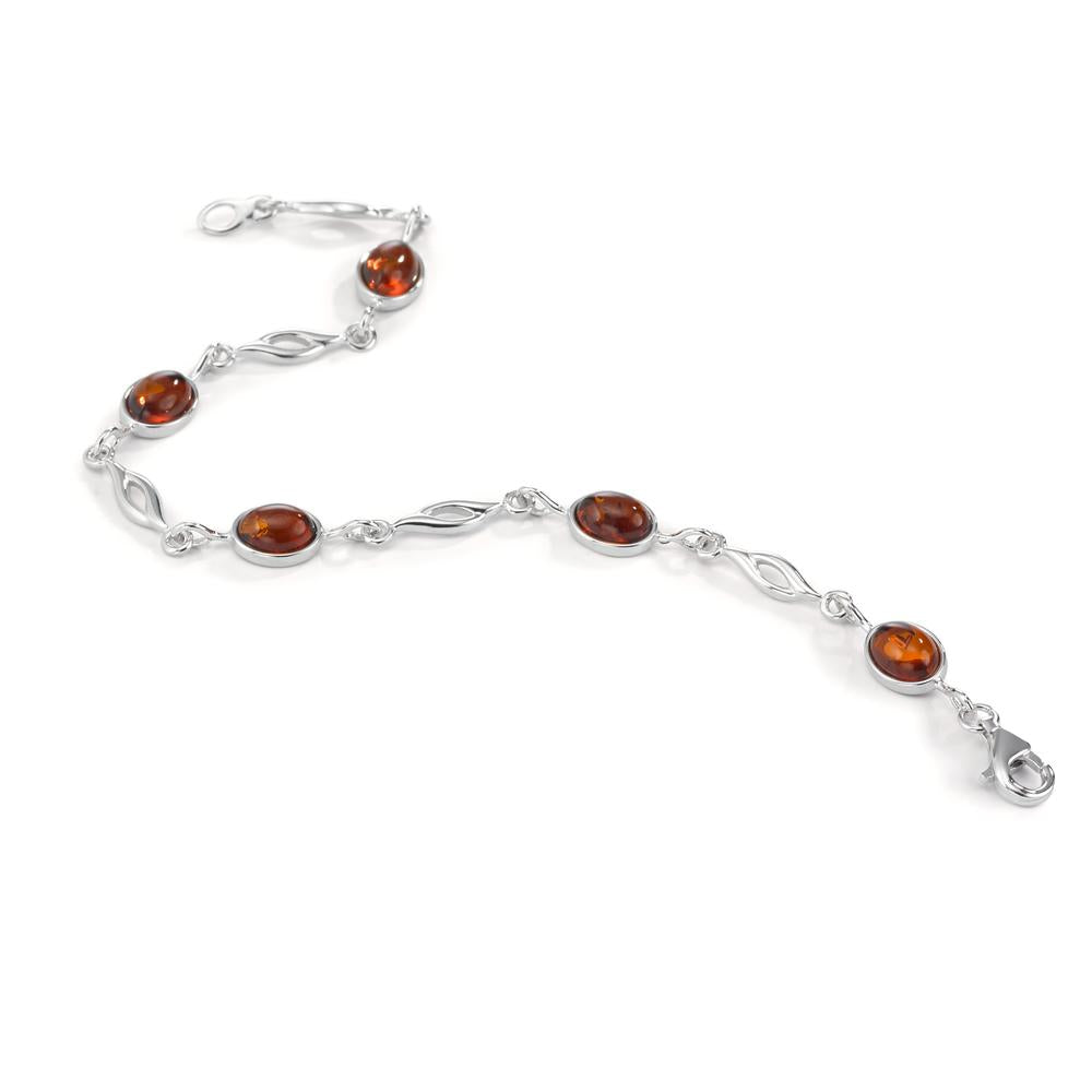 Bracelet Argent Ambre 5 Pierres Rhodié 20 cm