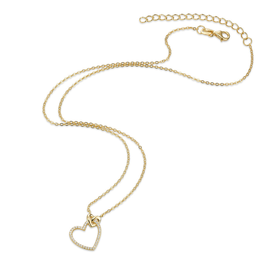 Collier Argent Zircone jaune Plaqué or Coeur 40-45 cm