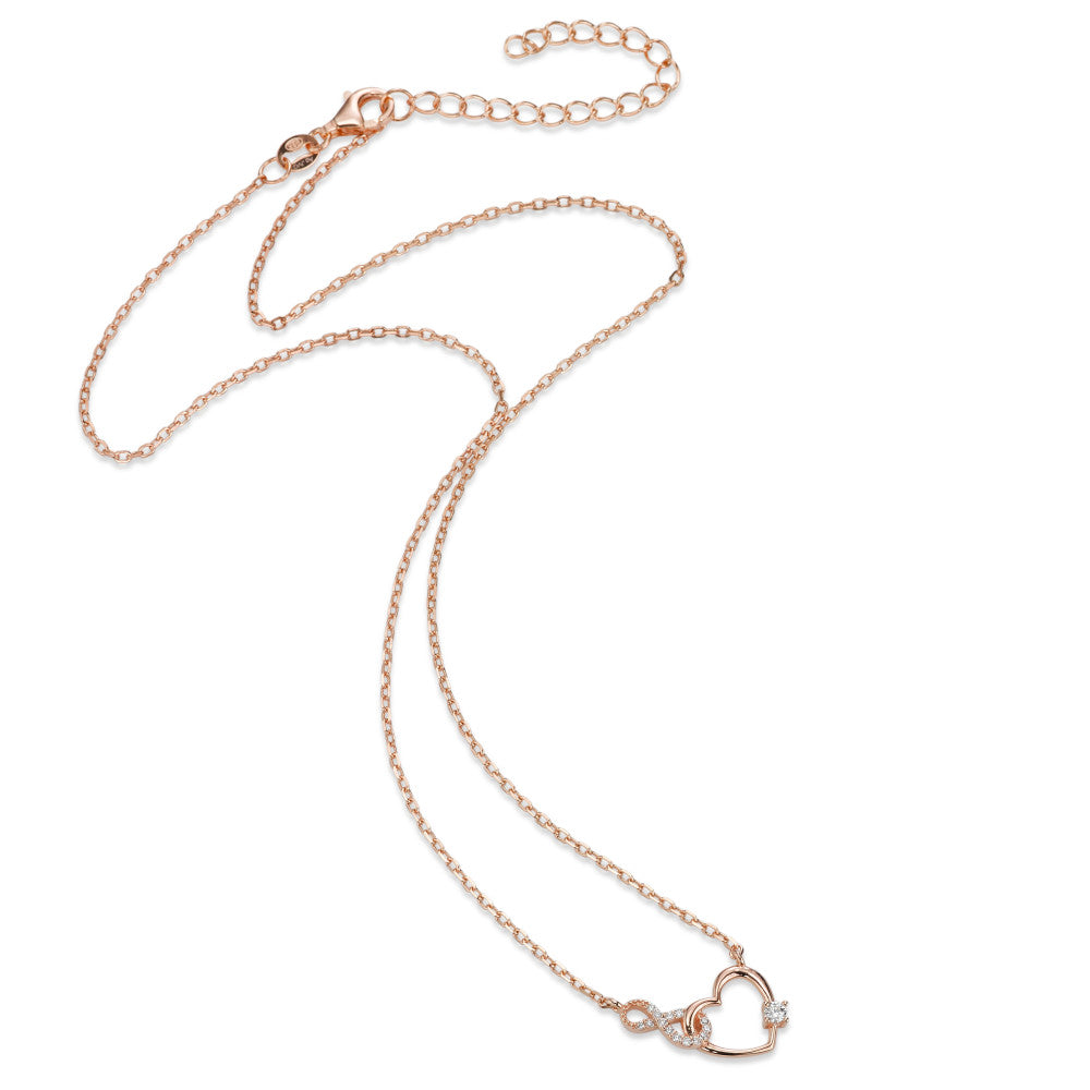 Collier Argent Zircone rosé Plaqué or Coeur 40-45 cm