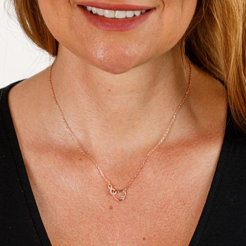 Collier Argent Zircone rosé Plaqué or Coeur 40-45 cm