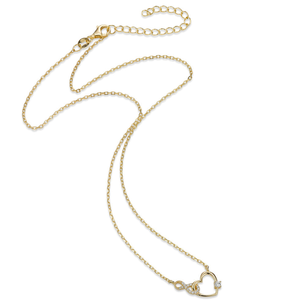 Collier Argent Zircone jaune Plaqué or Coeur 40-45 cm