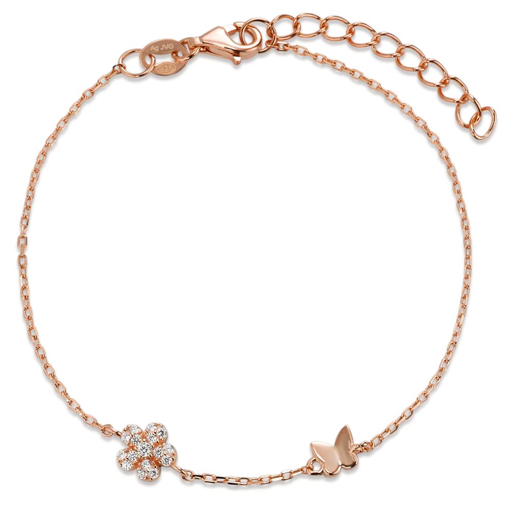 Armband Silber Zirkonia 6 Steine rosé vergoldet Blume verstellbar