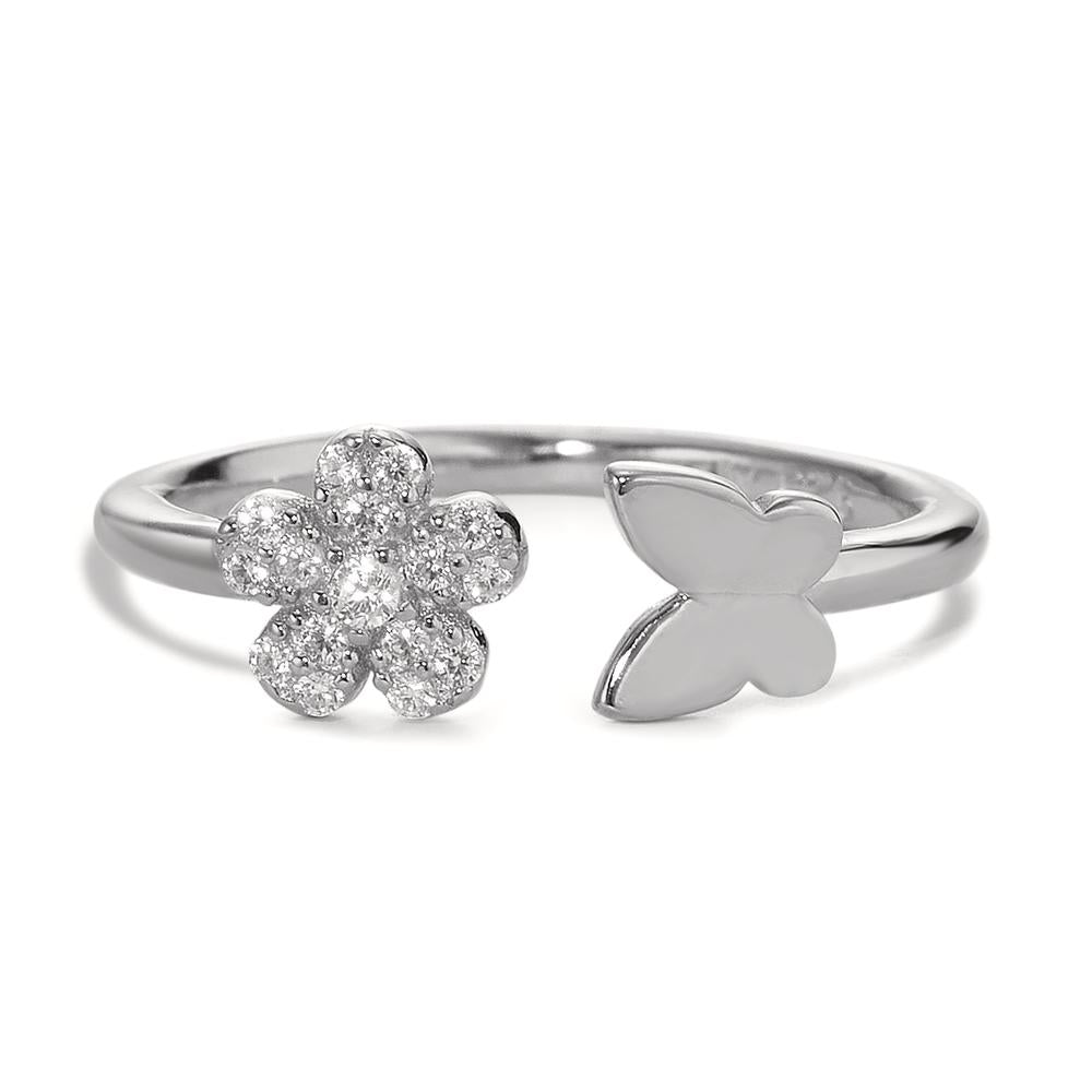 Bague Argent Zircone Rhodié Fleur