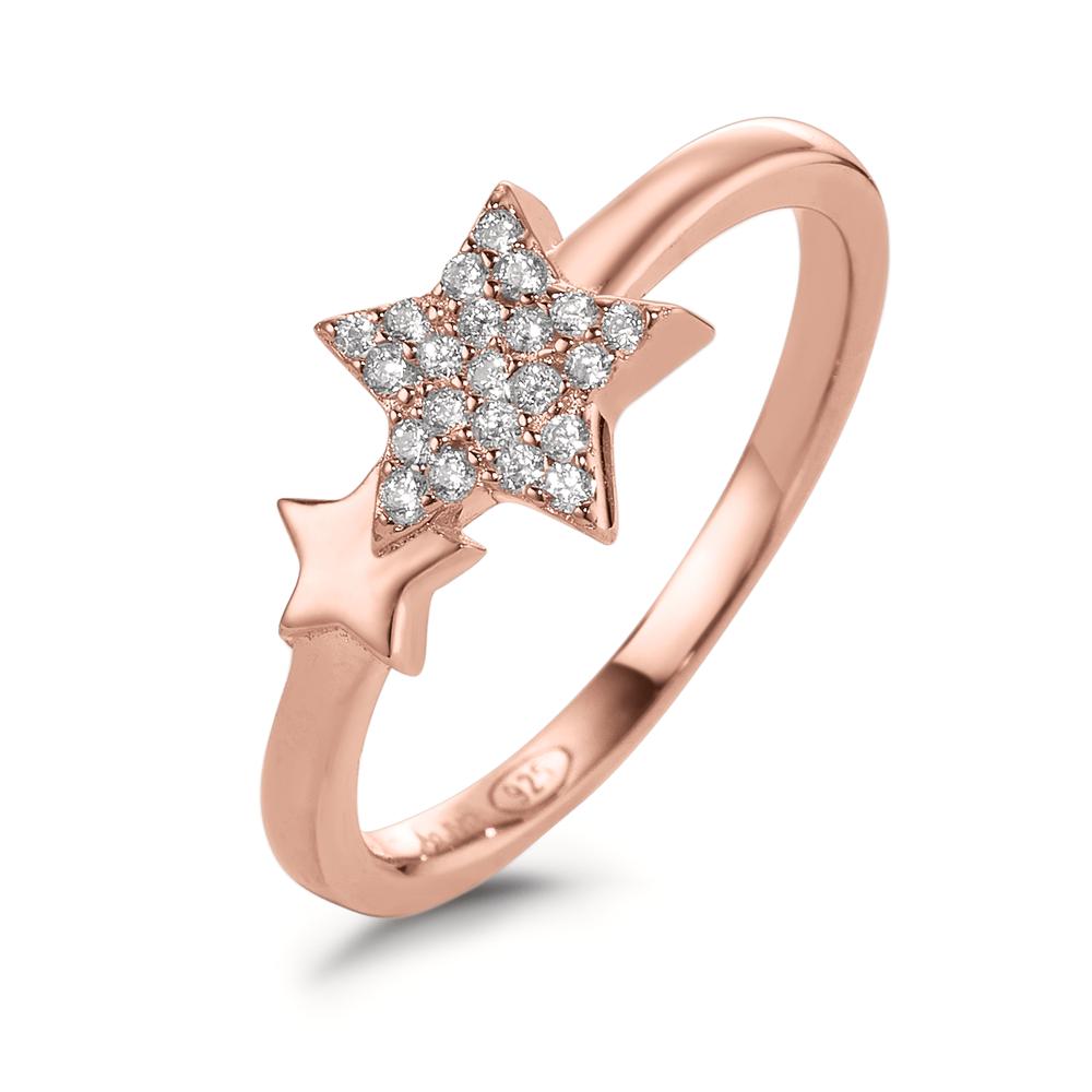 Bague Argent Zircone rosé Plaqué or Étoile