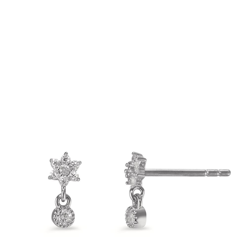 Clous d'oreilles Argent Zircone 16 Pierres Rhodié Ø4 mm