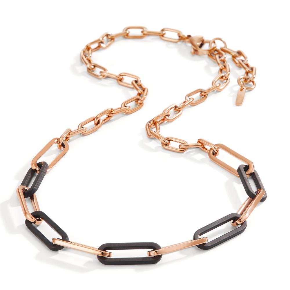 Collier Acier inoxydable, Carbone rosé PVD 42-45 cm