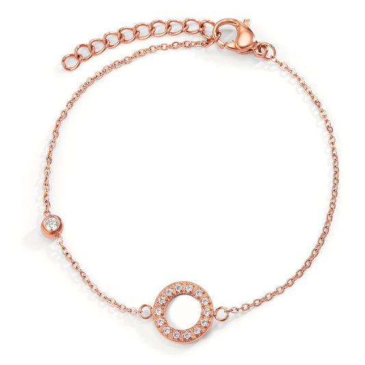 Bracelet Acier inoxydable Zircone rosé PVD 16-19 cm