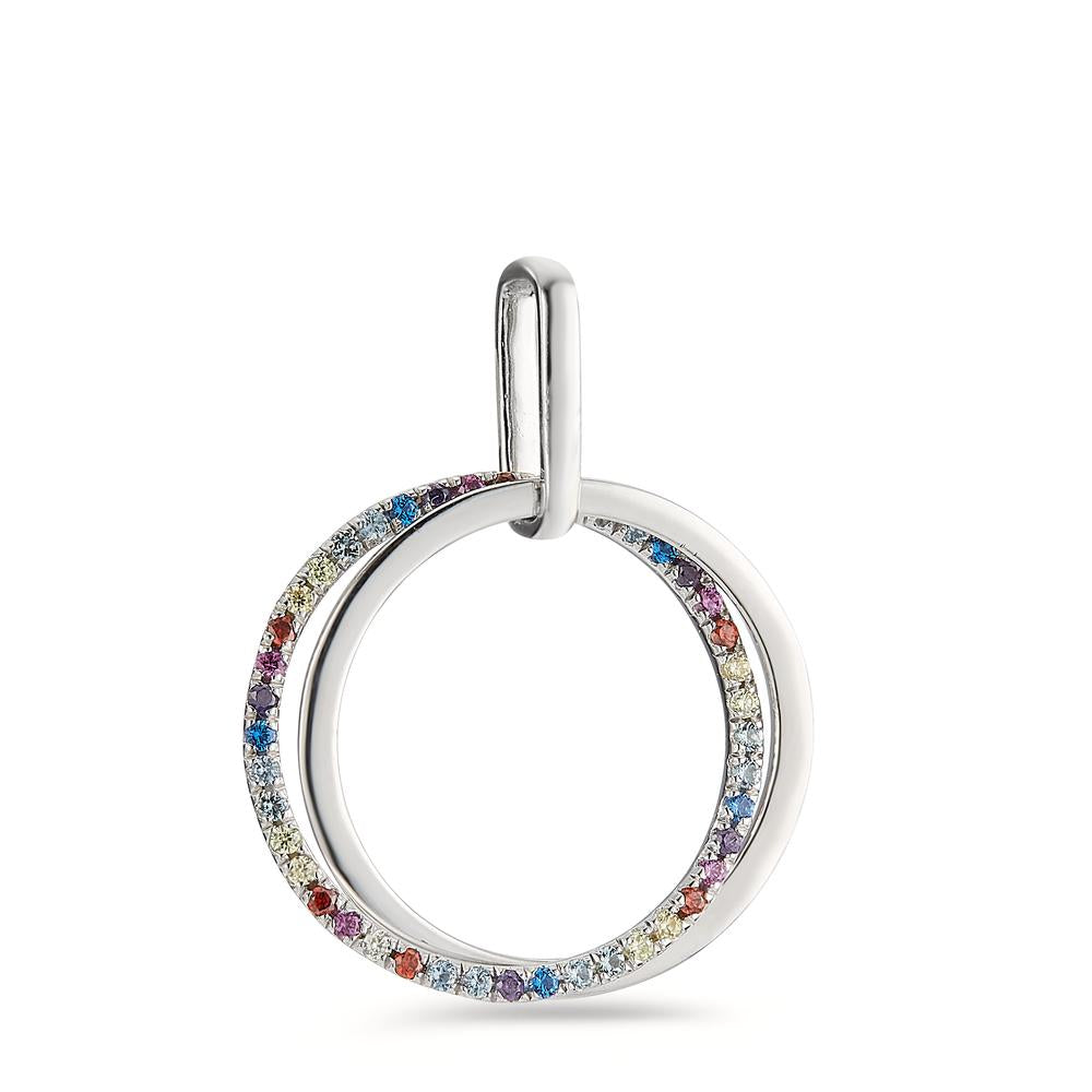 Pendentif Argent Zircone coloré Rhodié Ø20 mm