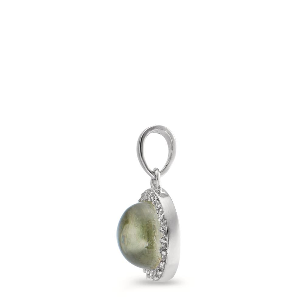 Pendentif Argent Améthyste vert Rhodié Ø9.5 mm