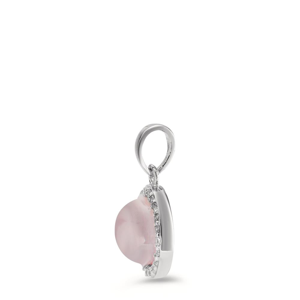 Pendentif Argent Quartz rose Rhodié