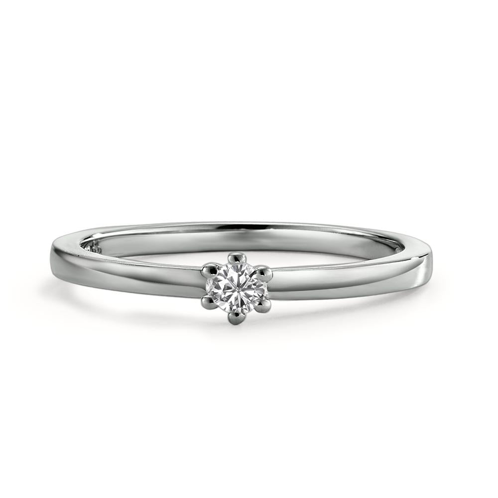 Solitär Ring 950 Platin Diamant weiss, 0.07 ct, Brillantschliff, w-si