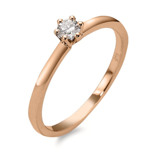 Solitaire ring 750/18 krt rood goud Diamant 0.15 ct, w-si