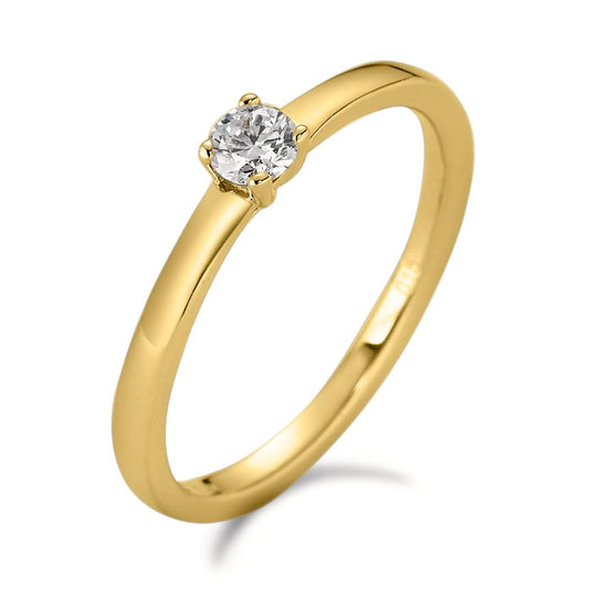 Solitaire ring 750/18 krt geel goud Diamant wit, 0.15 ct, [Brillant], w-si