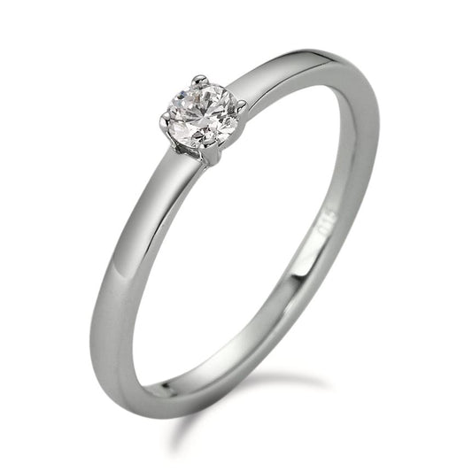 Solitaire ring 950 Platina Diamant wit, 0.15 ct, [Brillant], w-si