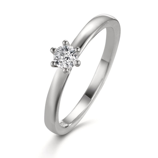 Solitär Ring 950 Platin Diamant weiss, 0.20 ct, Brillantschliff, w-si