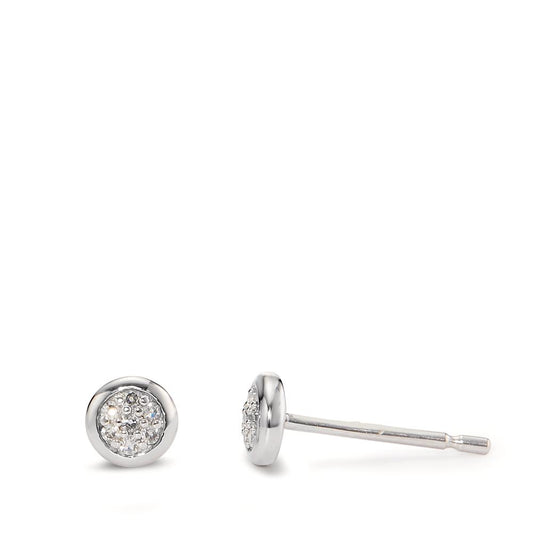 Oorknoppen 585/14K witgoud Diamant 0.04 ct, 14 Steen, w-si Ø4.5 mm