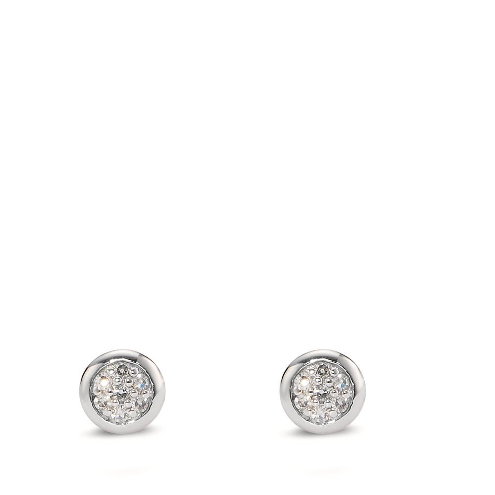 Clous d'oreilles Or blanc 14K Diamant 0.04 ct, 14 Pierres, w-si Ø4.5 mm