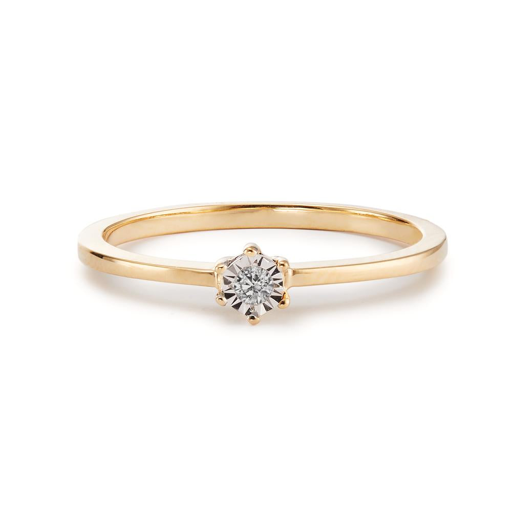 Bague solitaire Or jaune 18K Diamant 0.03 ct, w-si Bicolore