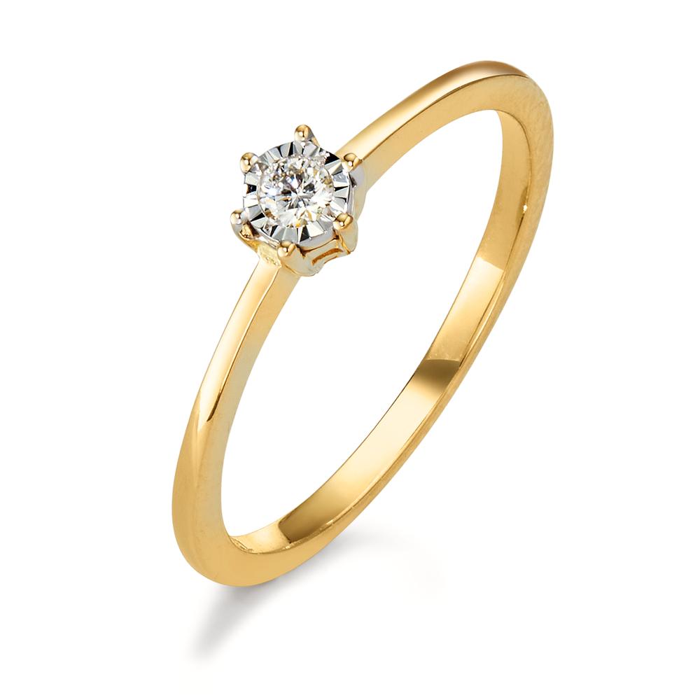 Ring 750/18 krt geel goud Diamant 0.05 ct, w-si Bi-color Ø4 mm