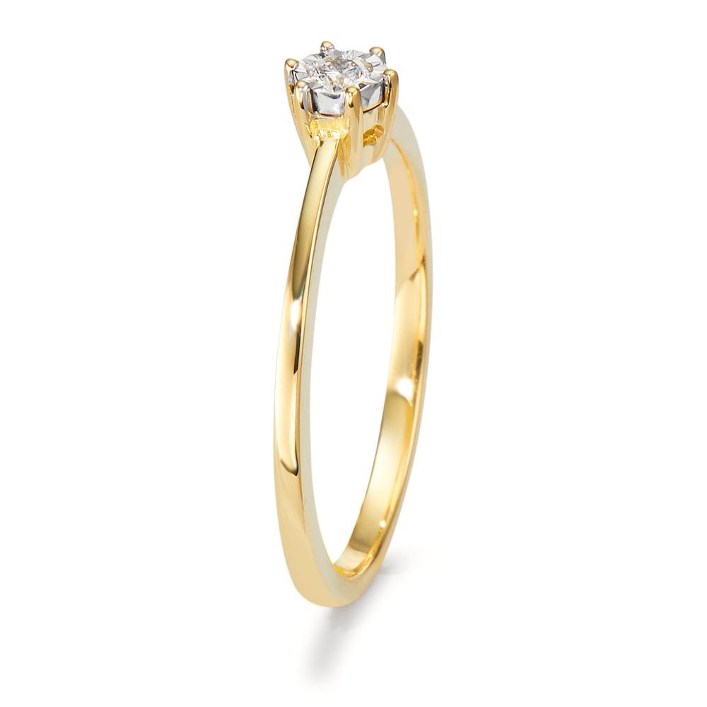 Ring 750/18 krt geel goud Diamant 0.05 ct, w-si Bi-color Ø4 mm