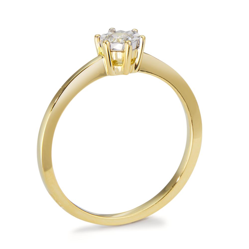 Solitär Ring 750/18 K Gelbgold Diamant 0.10 ct, w-si bicolor