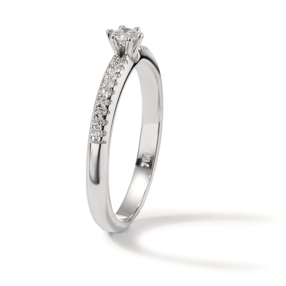 Bague solitaire Or blanc 18K Diamant 0.20 ct, 19 Pierres, w-si