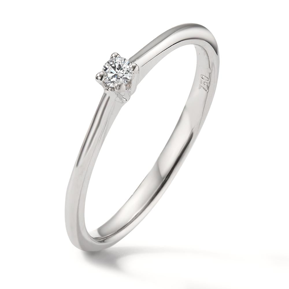 Solitär Ring 750/18 K Weissgold Diamant 0.05 ct, w-si