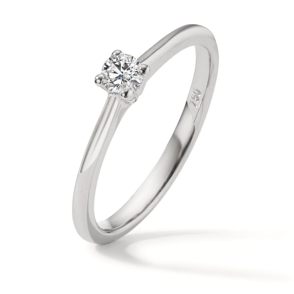 Solitär Ring 750/18 K Weissgold Diamant 0.15 ct, w-si